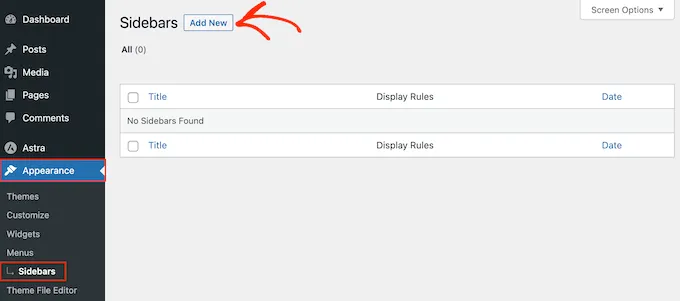 Add New Sidebar