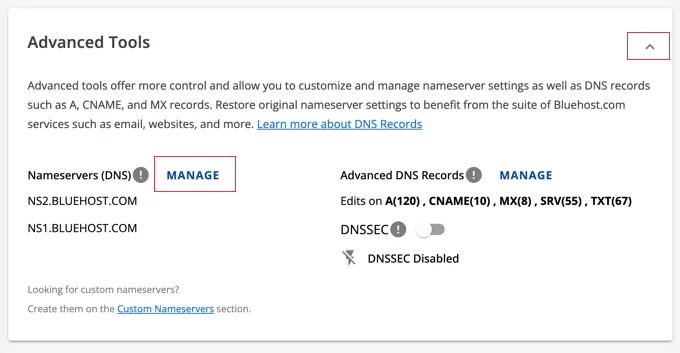 Bluehost Manage Nameservers