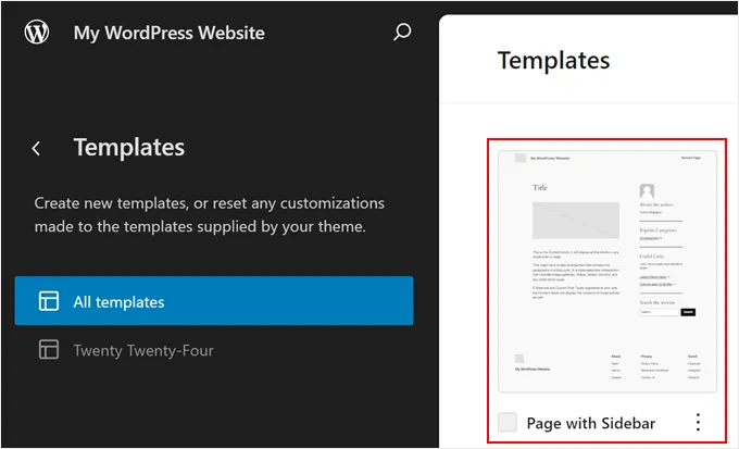 fse page with sidebar