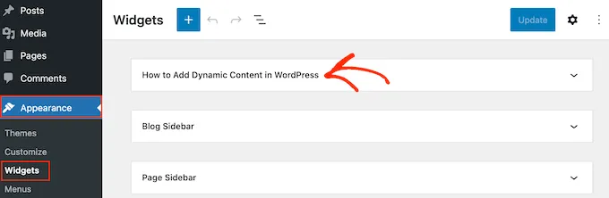 Your sidebar on widget area