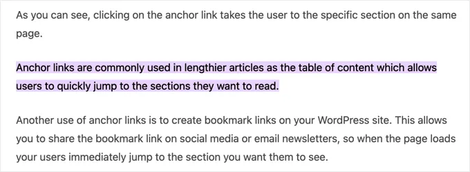 Chrome Link Highlighted Text