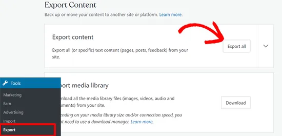 Export content from WordPress.com