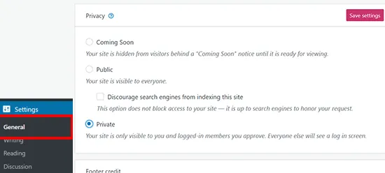 Privacy settings for wp.com site