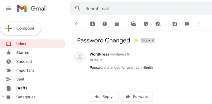 Password Changed email