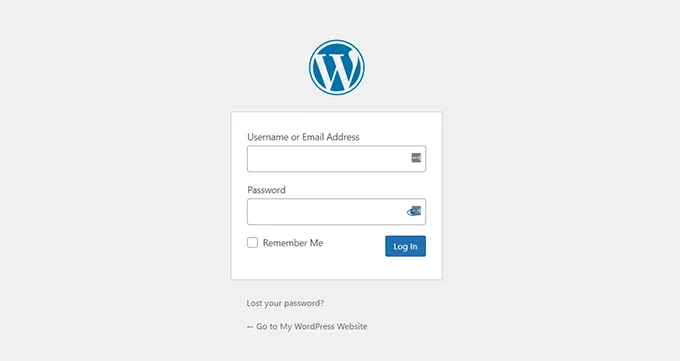 WordPress default login page