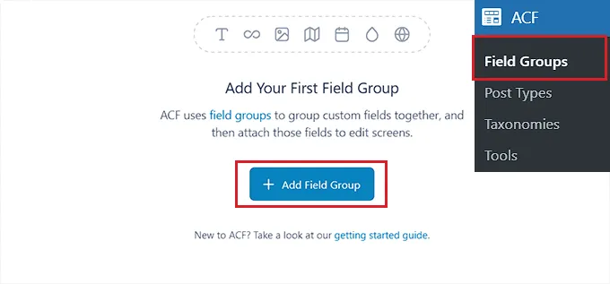 ACF add field group