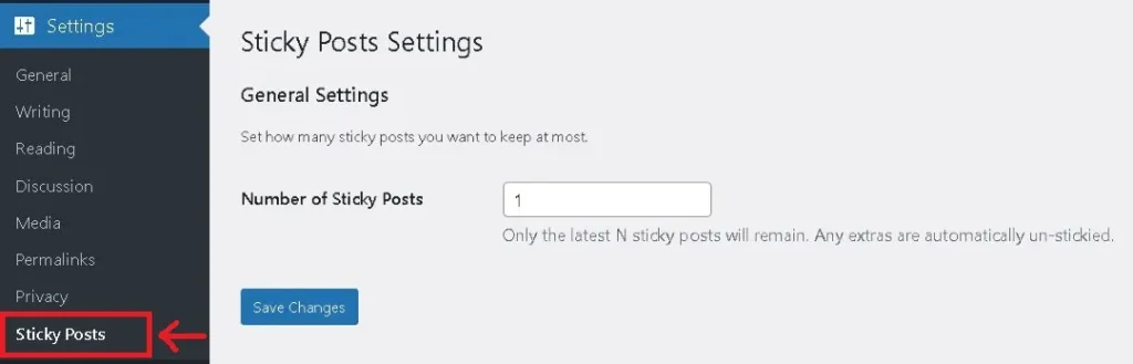 Sticky Posts Limit Settings